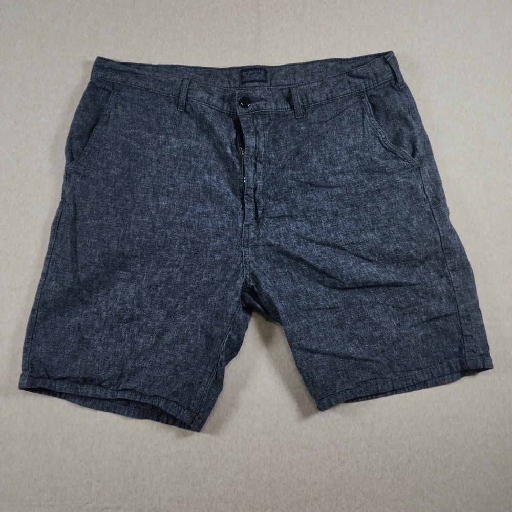 Levi Strauss Mens Linen Blend Shorts Blue Chambray Slub Casual Summer Chino